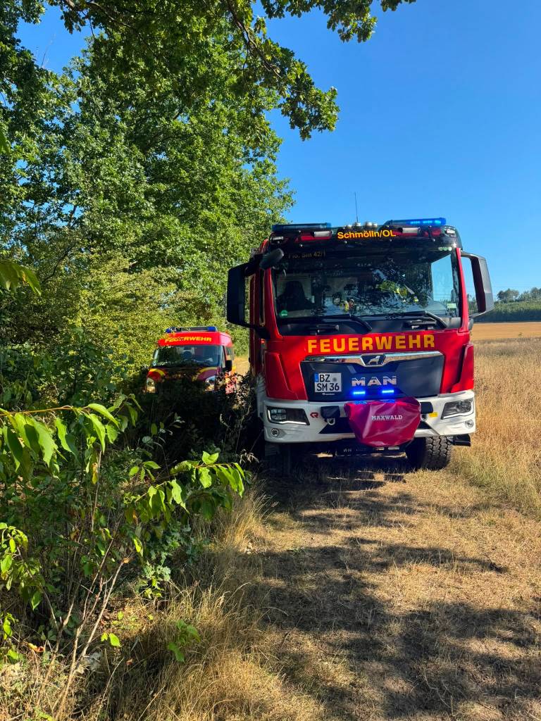 Feuerwehr Schmölln-Putzkau: B1, brennt Bahndamm